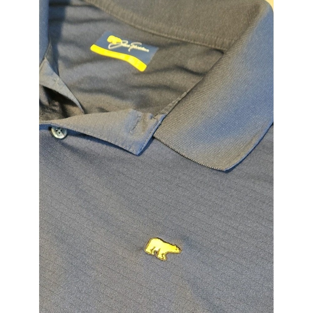Jack Nicklaus Shirt Mens XXL Navy Blue Golden Bear Performance Golf Polo Stripe